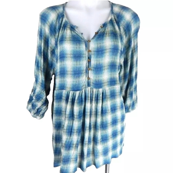 Maeve Anthropologie Calavon Plaid Tunic Top - Picture 2 of 4